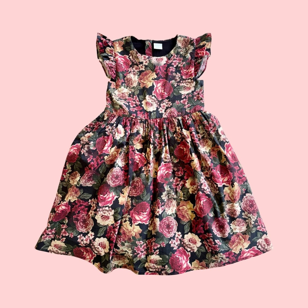 Vintage Edgehill Collection Dark Cottage Floral Pleated Dress Size 5T